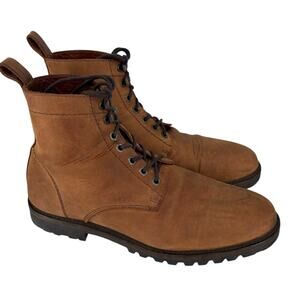 Patina London Leather Lace Up Mens Boots Size 12 Brown Lug Sole